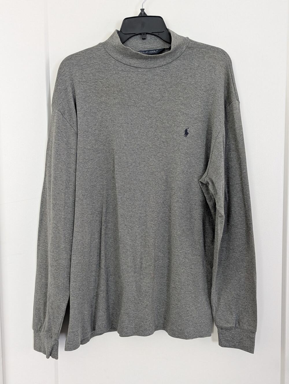 VTG Polo Golf Ralph Lauren Mock Neck Shirt Mens Large Gray Pima Cotton